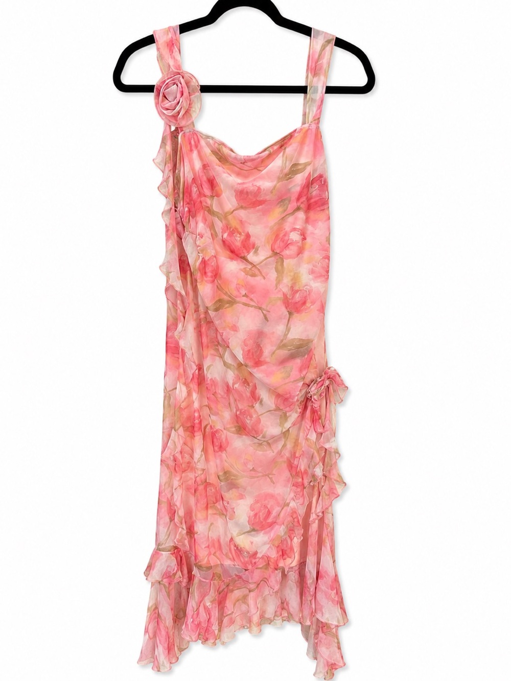 Floral Pink Ruffled Dress